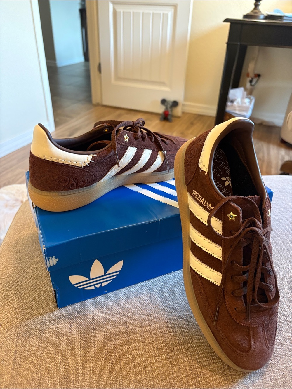 adidas Spezial Brown Suede Sneakers with White Stripes